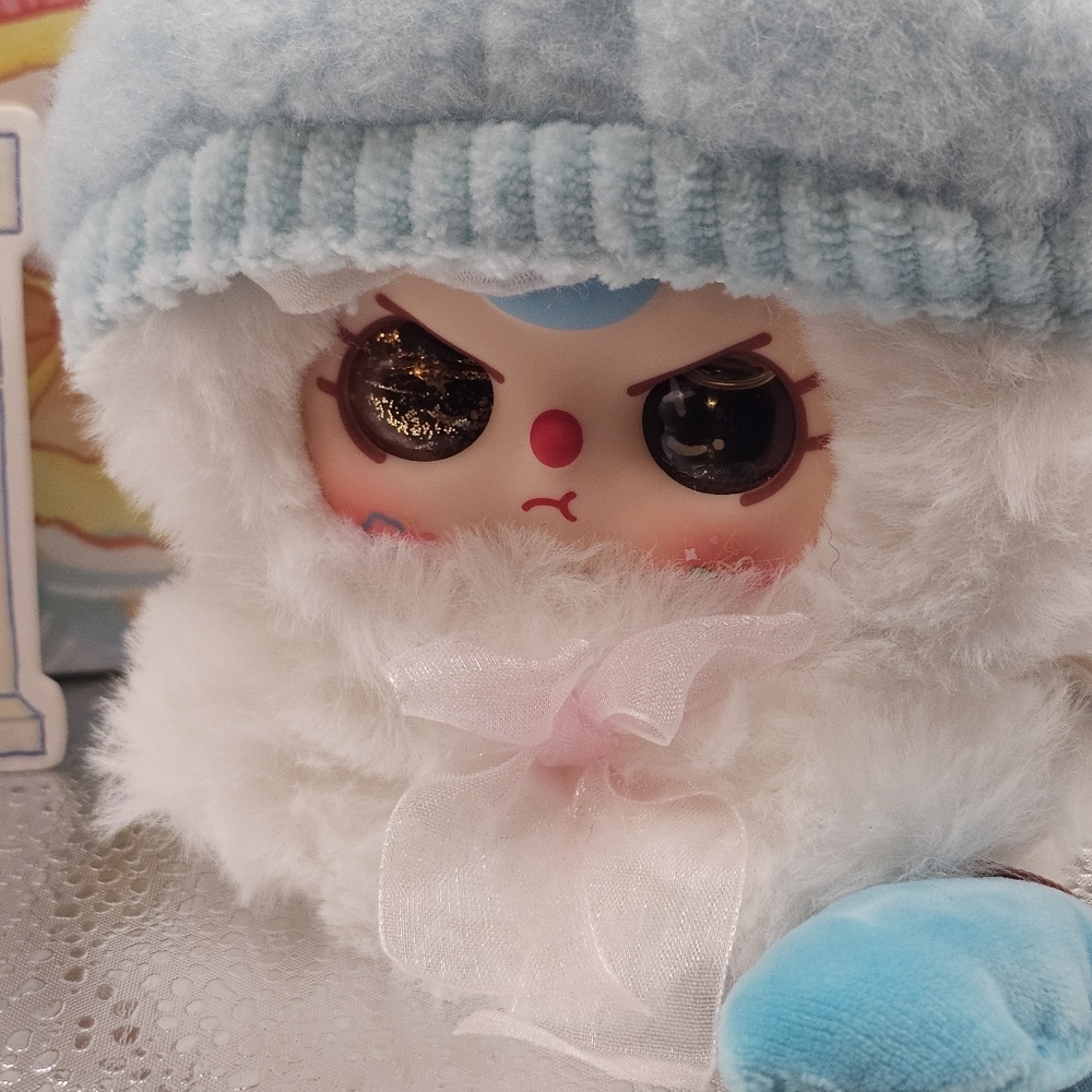 Baby Three Sunny Baby Plush Cureplaneta *Liquid Eyes* Blue Grumpy w/ Box & Card - Picture 2 of 6